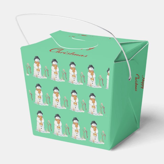 Söt snögubbe leende snö-scen för jultoma presentaskar (Baksidan Sidan)