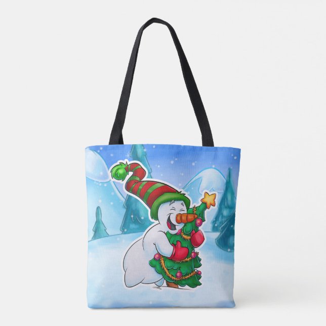 Söt snögubbe tocksäck tygkasse (Baksida)
