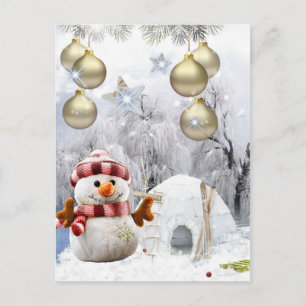 söt Snögubbe Vykort