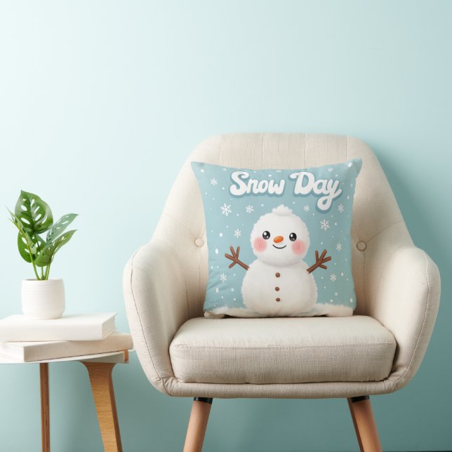 Söt snöig dag Snömannen Dekorativ Kudd Kudde (Stol)