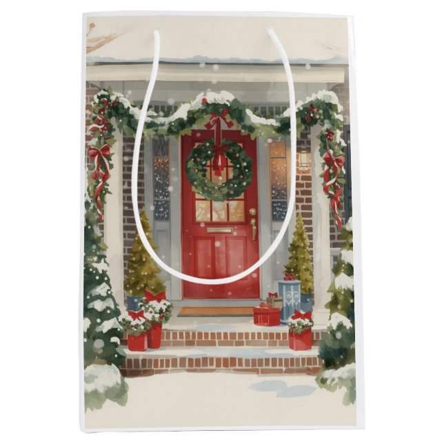 Söt snöig julveranda  (Framsidan)