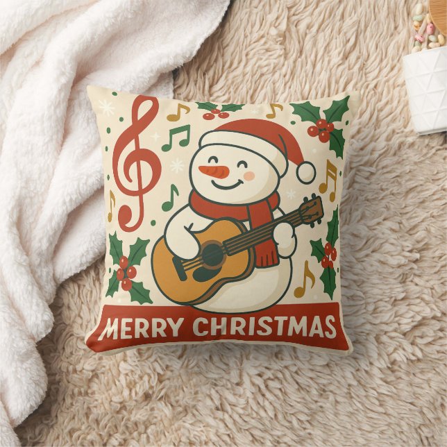 Söt snöman God Jul Kudde (Filt)