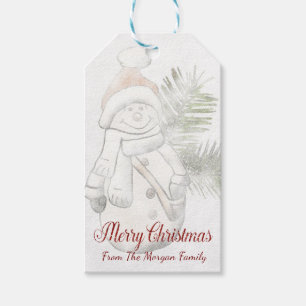 Söt snöman, God Jul-Personlig Presentetikett