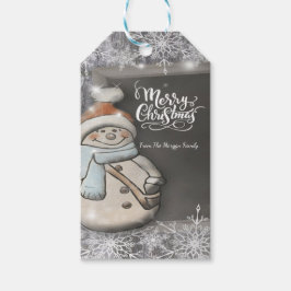 Söt snöman, God Jul, Snöflingor Presentetikett