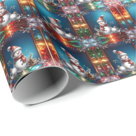 Söt snöman i glasmålning jul presentpapper