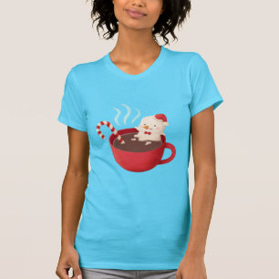 Söt snöman i röd kopp med het choklad T-shirt
