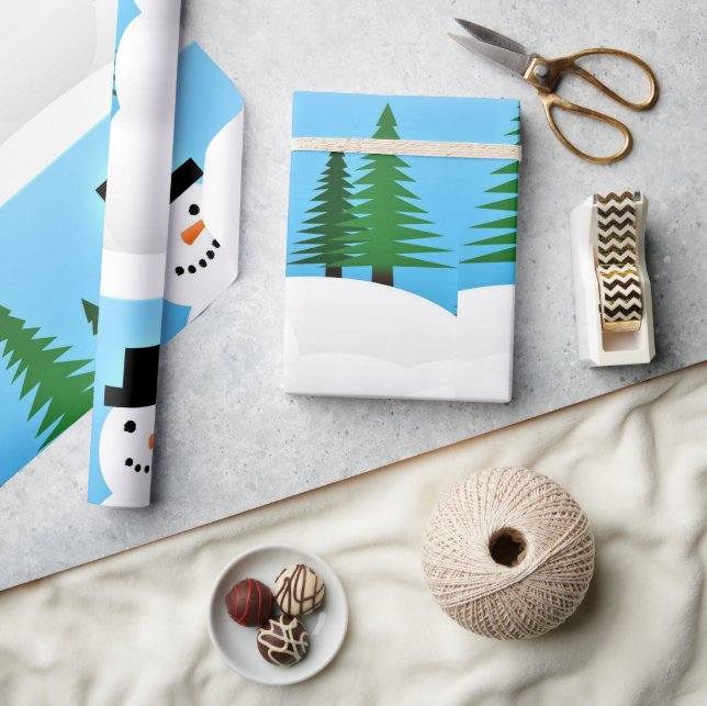 Söt snöman i vintersaga presentpapper (Hantverk)