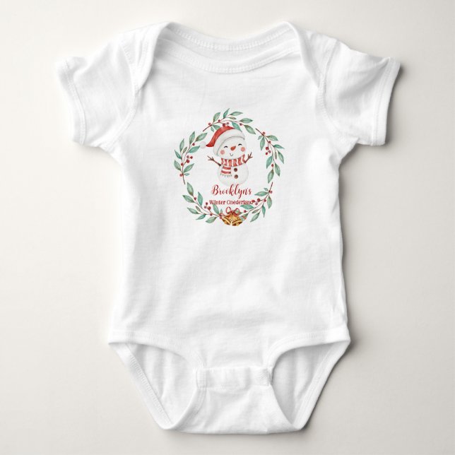 Söt snöman jul vinter Onederland födelsedag  T Shirt (Framsida)