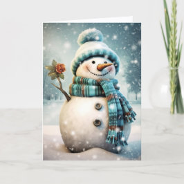 Söt snöman julkort helgkort