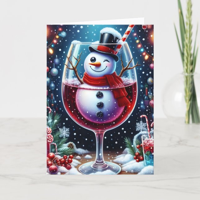 Söt snöman julstämning jul helgkort (Framsida)