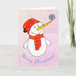 Söt snöman med snöflinga barn jul helgkort