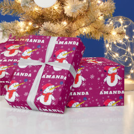 Söt snöman med snöflingor Barnjul Presentpapper