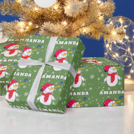 Söt snöman med snöflingor Barnjul Presentpapper