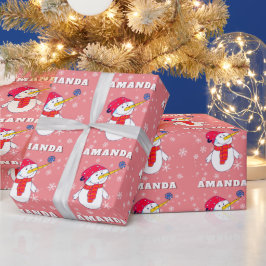 Söt snöman med snöflingor Barnjul Presentpapper