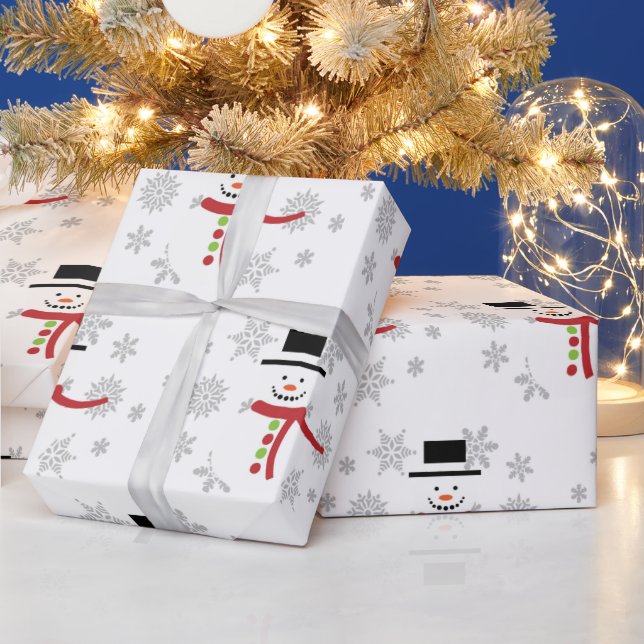 Söt snöman och snöflingor hantverk / presentpapper (Helgdagar)