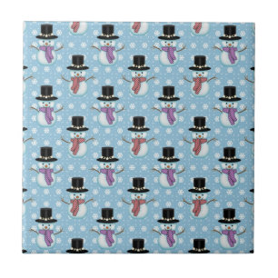 Söt snöman och snöflingormönster kakelplatta