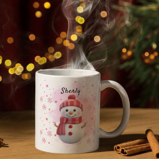 Söt snöman Personligt namn jul Kaffemugg