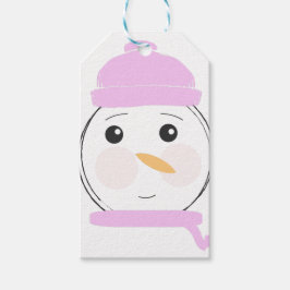 Söt snöman rosa julfest    presentetikett