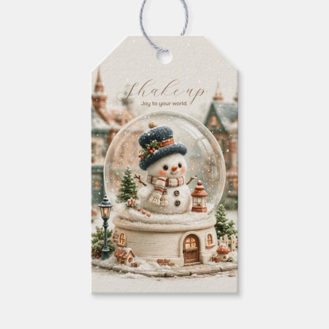 Söt snöman snöglob presentetikett (Framsidan)