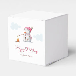 Söt snöman som steker marshmallows jul presentaskar