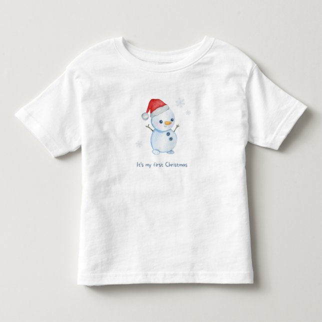 Söt Snöman T-Shirt för Småbarn – Vinter Helgdag Ba (Framsida)