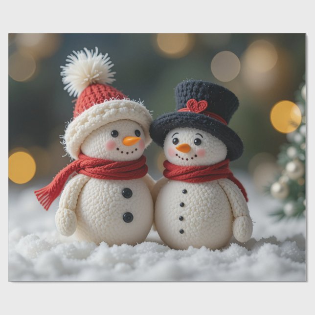 söt snöman tillsammans presentpapper (Platt)