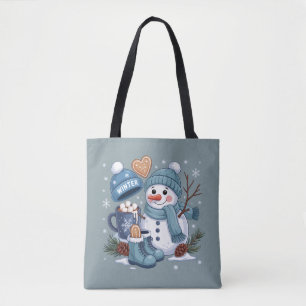 Söt Snöman Vinter Säsong Vibes Jul Helgdag Tygkasse