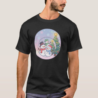 Söt snömannafamilj Julscen T Shirt