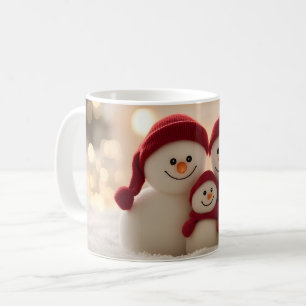 Söt Snömannafamilj Vinter Jul Kaffemugg