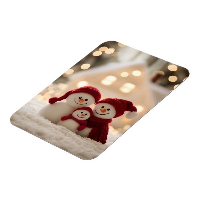Söt Snömannafamilj Vinter Jul Magnet (Vänstra Sidan)