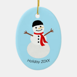 Söt Snömannen Julfirande Julgransprydnad Keramik