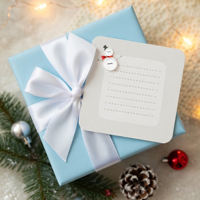 Söt Snömannen Knapp Design Högtidlig Brevkort Tilläggskort (Skapare uppladdad)