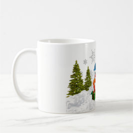 Söt snömannen och julgran kaffemugg