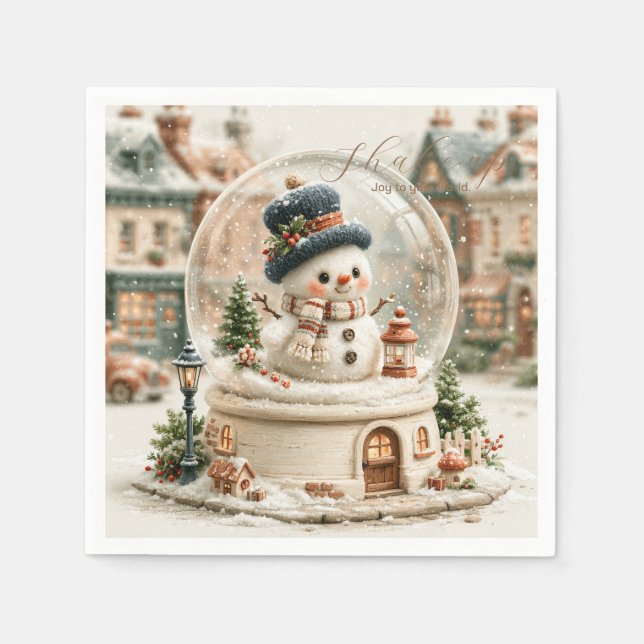 Söt snömannen snöglob pappersservett (Framsidan)