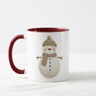 Söt Snömannen Teckning Jul Mugg