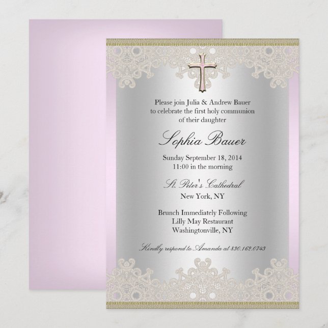 Söt Snöre Kor Baptism/Christening-inbjudan Inbjudningar (Fram/baksida)