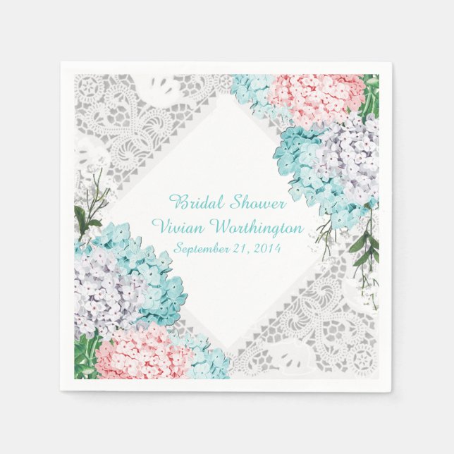 Söt Snöre och Hydrangeas Möhippa Napkins Pappersservett (Framsidan)