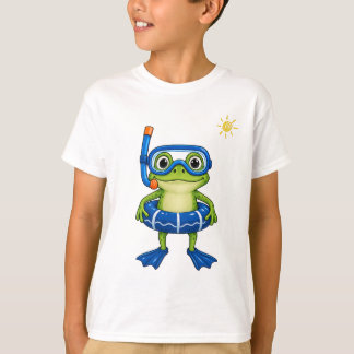 Söt snorklingsgroda simmande tecknad t shirt