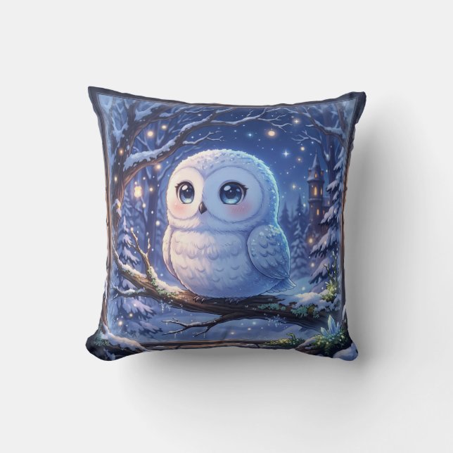Söt snöugglapillow för vinter kudde (Framsida)