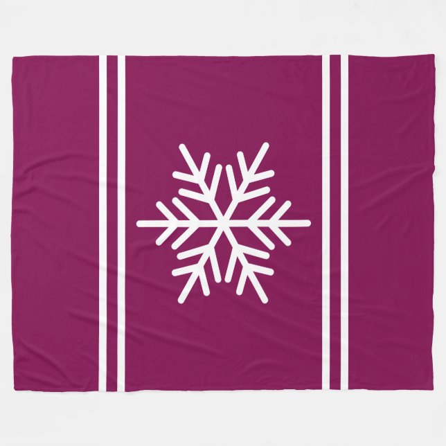 Söt Snowflake Burgundy Red White Tävla Rand Fleecefilt (Framsidan (Horisontell))