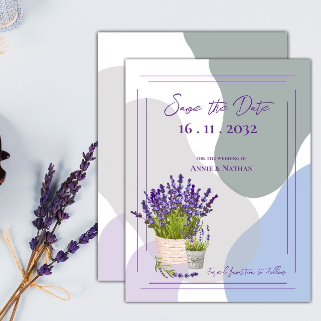 Söt snygg lavendelfärgad blomtema bröllop meddelande vykort (Cute Pretty Lavender Themed Floral Wedding Announcement Postcard)