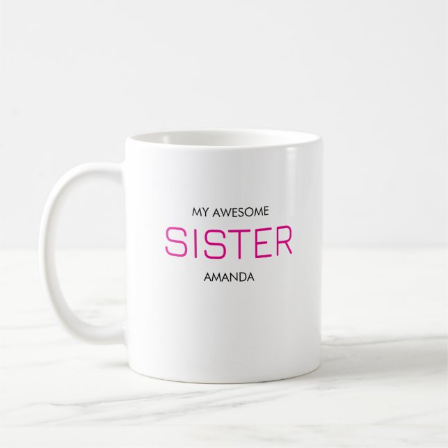 Söt, snygg och fantastisk syster  kaffemugg (Vänster)