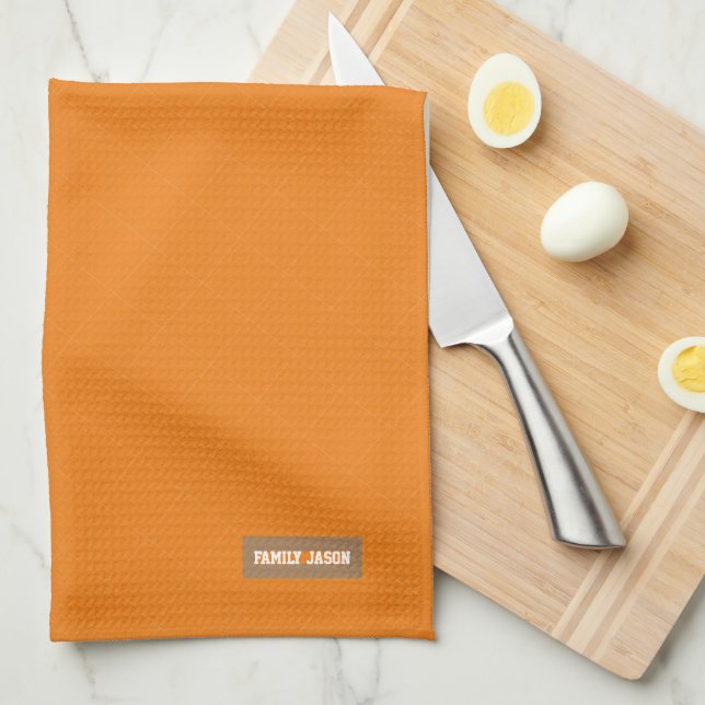 Söt snyggt för anpassad namnmonogram modern orange kökshandduk (Vikt i Fjärdedel)