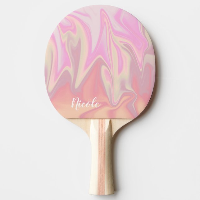Söt snyggt rosa marmor i modern elegant pingisracket (Framsidan)