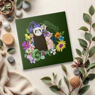 Söt sobelillerm Fröblommor Grön Skog Kakelplatta