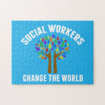 Söt Social arbetsoffert Rainbow Träd Blue Pussel<br><div class="desc">Social arbetare förändrar det globala inspirationspressen. Ett snyggt motivationsverk i social är skrivet runt en vacker träd av regnbåge löv.</div>