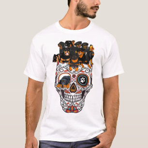 söt socker skalle hund rottweiler skalle halloween t shirt