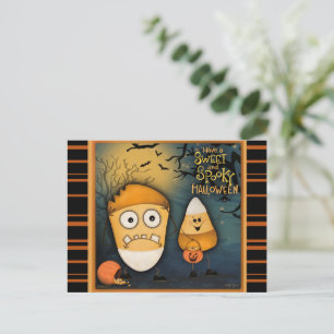 Söt Sockerdricka Majs Söt Spöklik Halloween Vykort