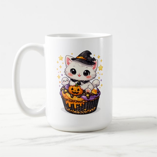 Söt Sockerkaka Häx Katt  Kaffemugg (Vänster)