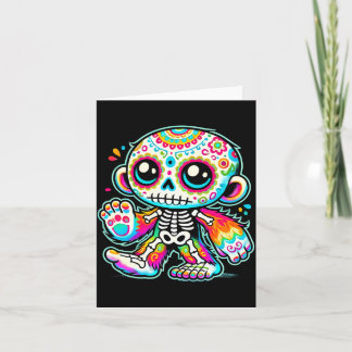 Söt sockerskalle Bigfoot Día De Los Muertos Kort